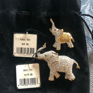 NWT Swarovski elephant pins.
